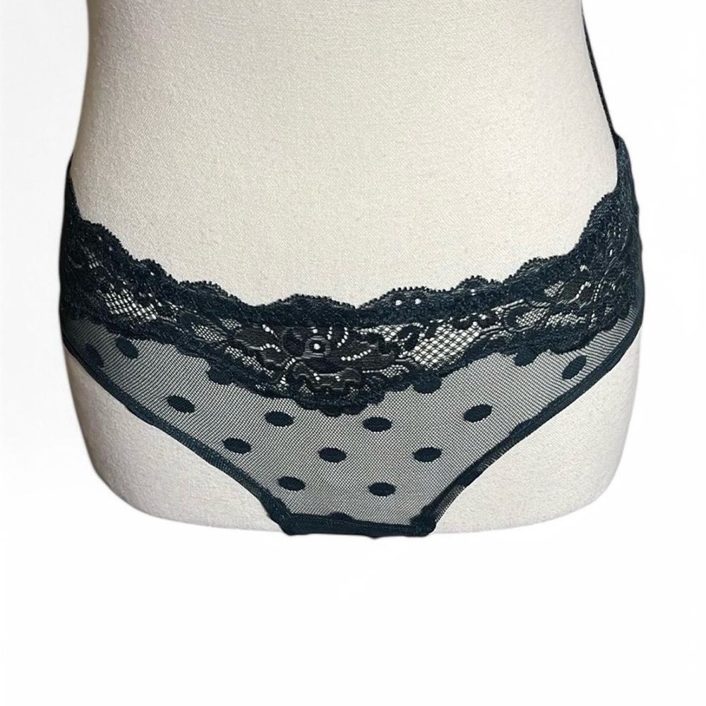 5/$25 
Adore Me Panty Sz S 1016 Lace Mesh Dark Slate Polka Dots Floral